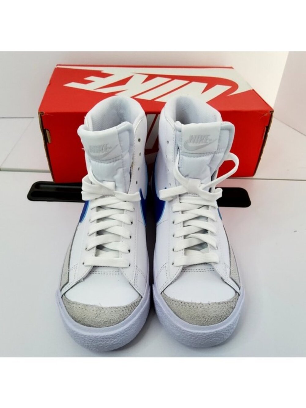 Nike Blazer Mid '77 (GS) White Laser Blue Yellow Ochre Kids Athletic Sneaker13.5 - Picture 5 of 9